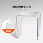 Table d'appoint en acrylique, table d'appoint en lucite en forme de C, table d'appoint transparente en acrylique pour boissons, nourriture, collations, utilisée dans le salon, la chambre et le bureau