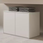 Luck Live 31.49in 2-door storage cabinet, modern standalone cabinet, suitable for living room, office, living room, ivory white