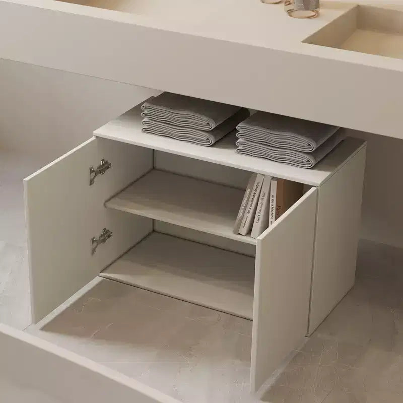 Meuble de rangement 2 portes de 80 cm, Armoire moderne, Convient pour le salon, le bureau, Blanc ivoire
