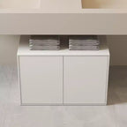 Meuble de rangement 2 portes de 80 cm, Armoire moderne, Convient pour le salon, le bureau, Blanc ivoire