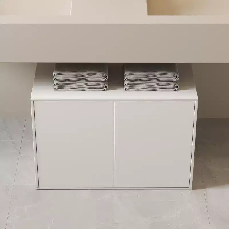 Meuble de rangement 2 portes de 80 cm, Armoire moderne, Convient pour le salon, le bureau, Blanc ivoire