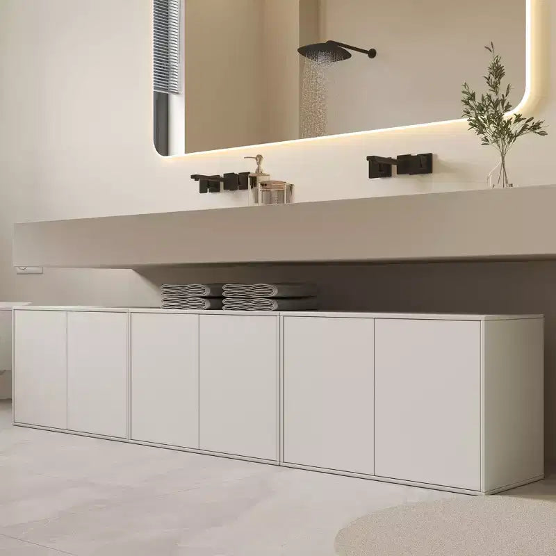 Meuble de rangement 2 portes de 80 cm, Armoire moderne, Convient pour le salon, le bureau, Blanc ivoire