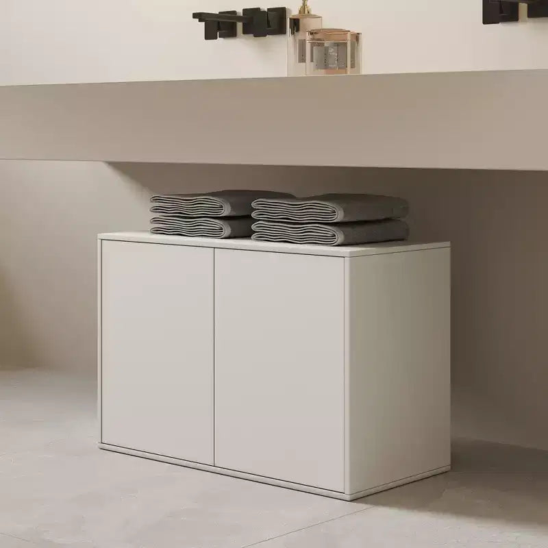 Meuble de rangement 2 portes de 80 cm, Armoire moderne, Convient pour le salon, le bureau, Blanc ivoire