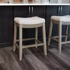 Tabouret de comptoir sans dossier avec revêtement en tissu 26