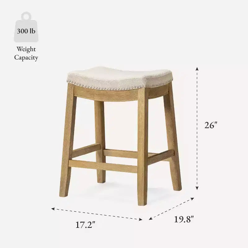 Tabouret de comptoir sans dossier avec revêtement en tissu 26