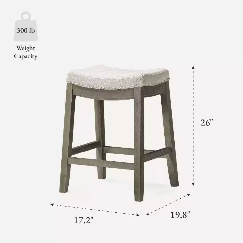 Tabouret de comptoir sans dossier avec revêtement en tissu 26