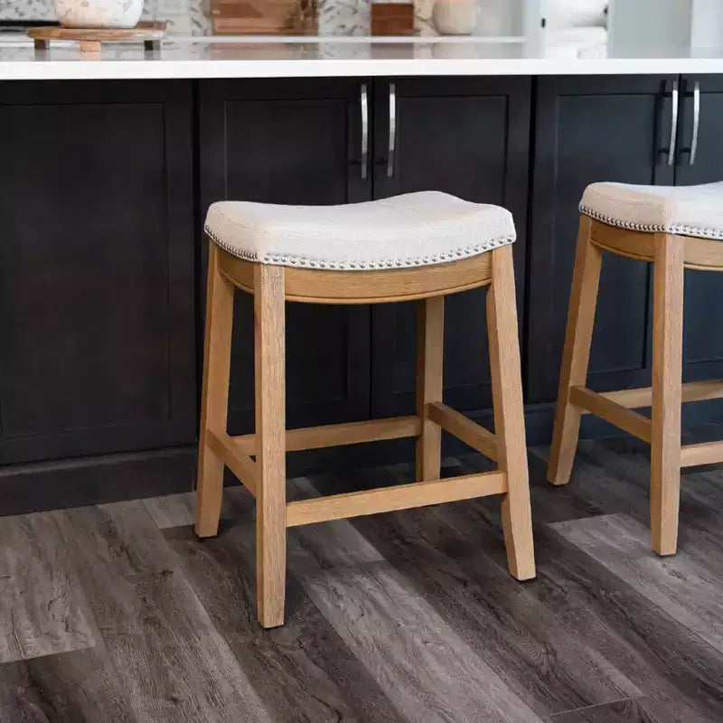 Tabouret de comptoir sans dossier avec revêtement en tissu 26