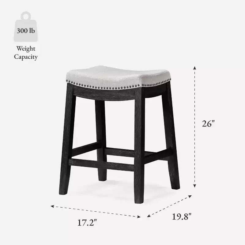 Tabouret de comptoir sans dossier avec revêtement en tissu 26
