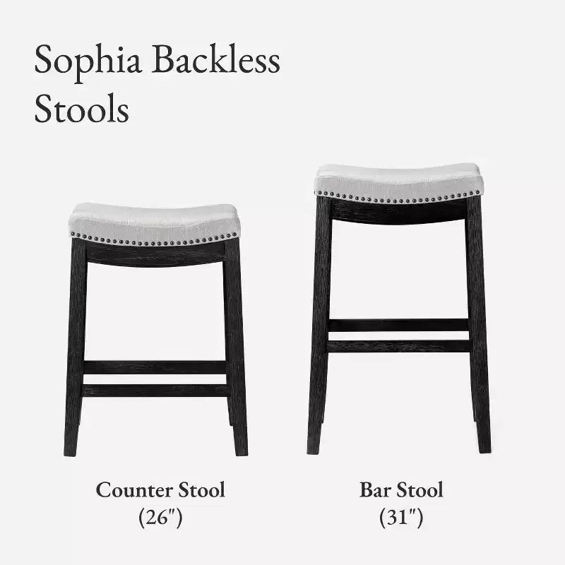 Tabouret de comptoir sans dossier avec revêtement en tissu 26