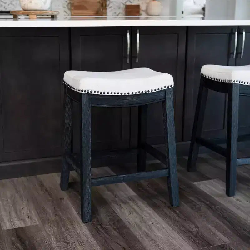Tabouret de comptoir sans dossier avec revêtement en tissu 26