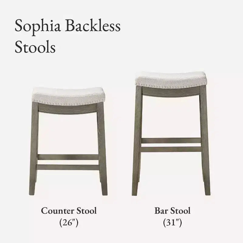 Tabouret de comptoir sans dossier avec revêtement en tissu 26