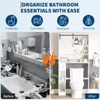 Meuble de rangement au-dessus des toilettes – Design porte coulissante type grange ou double porte avec étagères réglables et support de papier toilette (blanc)