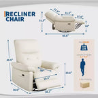 Fauteuil inclinable électrique, fauteuil inclinable pivotant en cuir PU avec ports, fauteuil inclinable de maternité rembourré, Beige