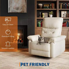 Fauteuil inclinable électrique, fauteuil inclinable pivotant en cuir PU avec ports, fauteuil inclinable de maternité rembourré, Beige