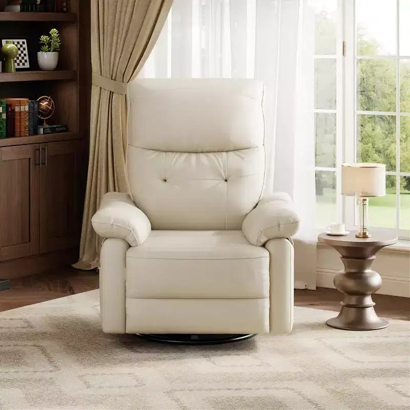 Fauteuil inclinable électrique, fauteuil inclinable pivotant en cuir PU avec ports, fauteuil inclinable de maternité rembourré, Beige