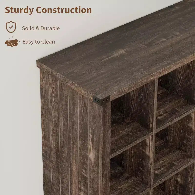 37,4 9 étagères de rangement en forme de cube, bibliothèque horizontale à 3 niveaux de style rustique pour salon et entrée