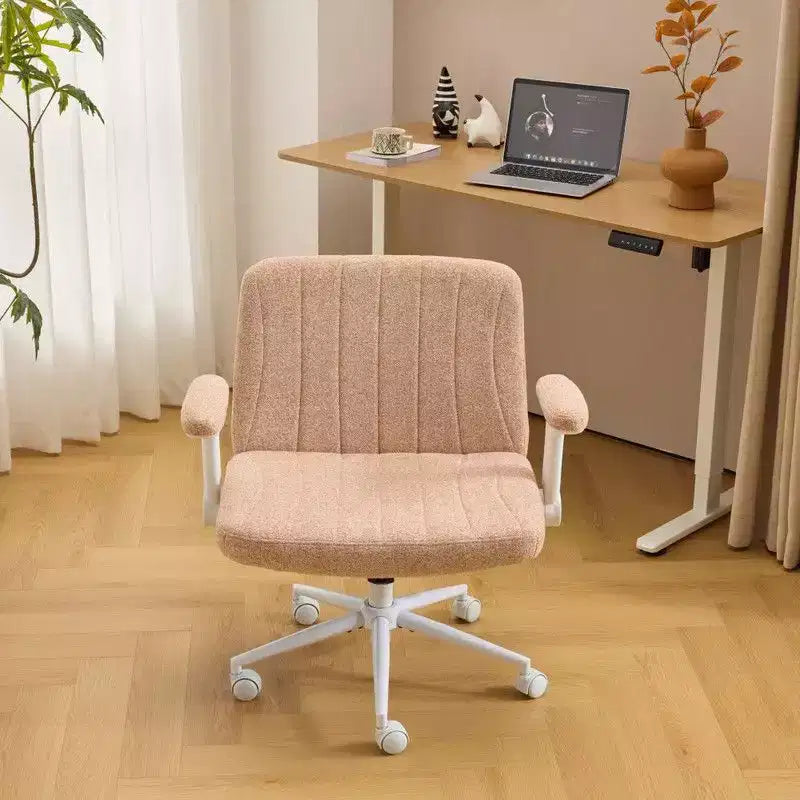Karl Home | Chenille Swivel Chair With Adjustable Flip-Up Arms For Cross-Legged
