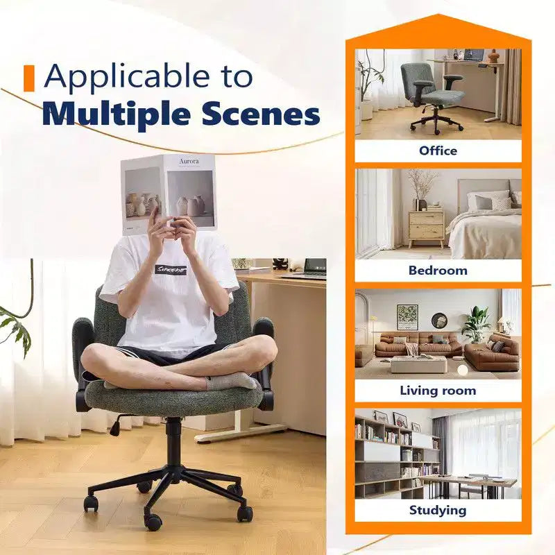 Fauteuil pivotant en chenille avec accoudoirs relevables réglables pour la méditation en tailleur