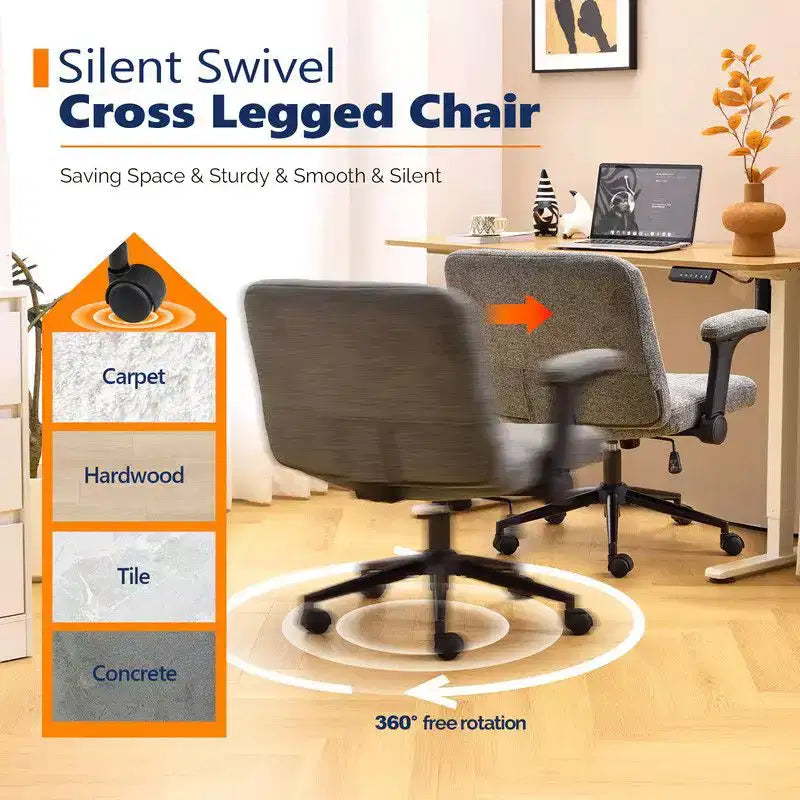 Fauteuil pivotant en chenille avec accoudoirs relevables réglables pour la méditation en tailleur