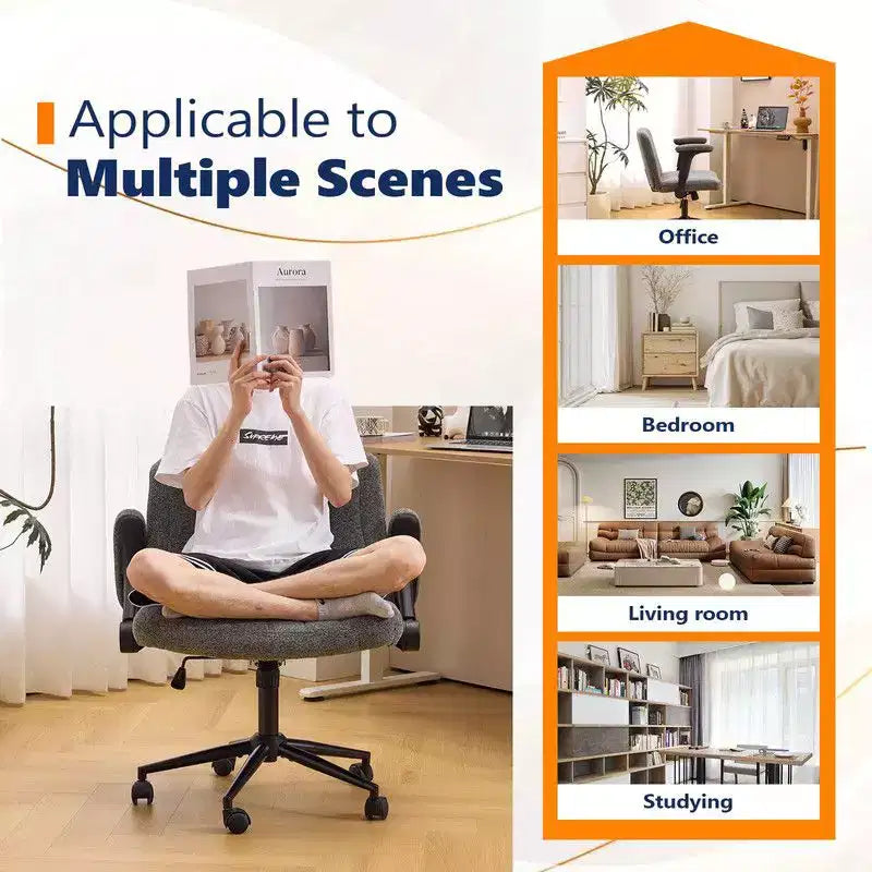 Fauteuil pivotant en chenille avec accoudoirs relevables réglables pour la méditation en tailleur