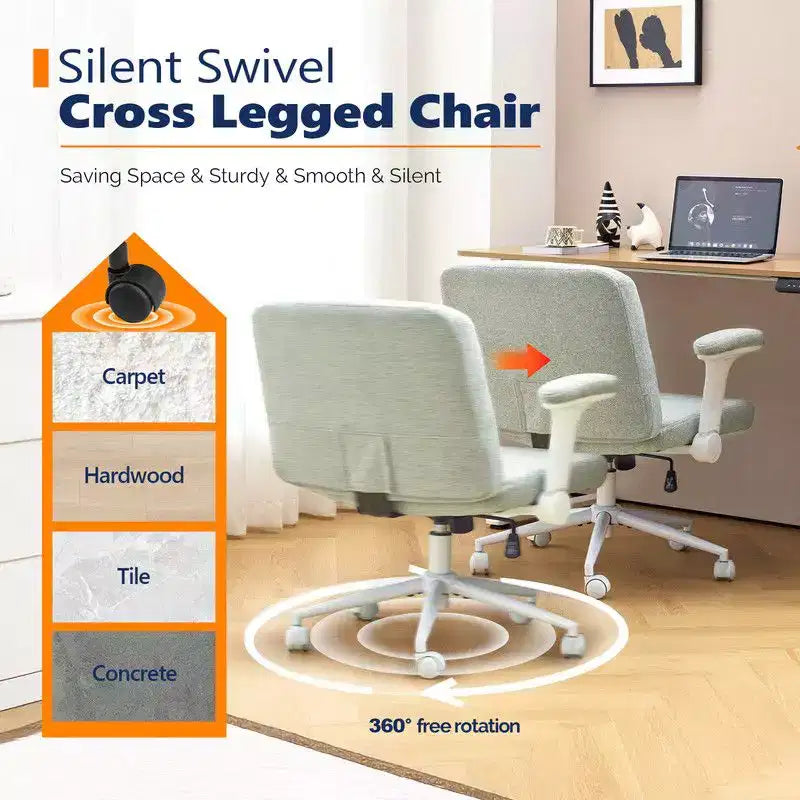 Fauteuil pivotant en chenille avec accoudoirs relevables réglables pour la méditation en tailleur