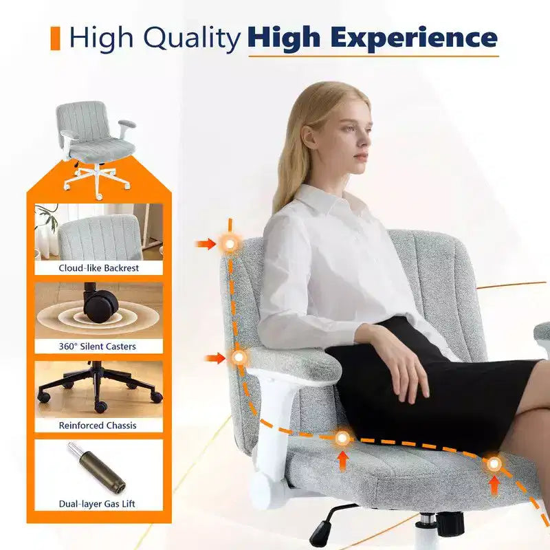 Fauteuil pivotant en chenille avec accoudoirs relevables réglables pour la méditation en tailleur
