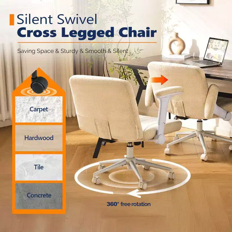 Fauteuil pivotant en chenille avec accoudoirs relevables réglables pour la méditation en tailleur