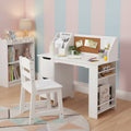 GustoWave White Office Chair Set with Bookshelf, Notice Board and Cabinets Ideal for Boys and Girls 3 to 8 Years