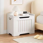 Coffre de rangement en bois de 63 cm, boîte à jouets pour enfants, banc de rangement à couvercle rabattable avec charnière de sécurité, banc de rangement pour entrée, salon, chambre à coucher
