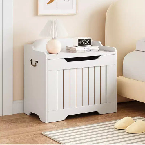 Coffre de rangement en bois de 63 cm, boîte à jouets pour enfants, banc de rangement à couvercle rabattable avec charnière de sécurité, banc de rangement pour entrée, salon, chambre à coucher