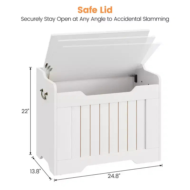 Coffre de rangement en bois de 63 cm, boîte à jouets pour enfants, banc de rangement à couvercle rabattable avec charnière de sécurité, banc de rangement pour entrée, salon, chambre à coucher