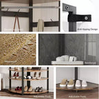 Porte-manteau d'angle, meuble d'entrée d'angle avec banc à chaussures et 6 patères doubles pour entrée, couloir, salle de bain, placard
