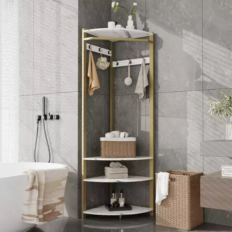 Porte-manteau d'angle, meuble d'entrée d'angle avec banc à chaussures et 6 patères doubles pour entrée, couloir, salle de bain, placard