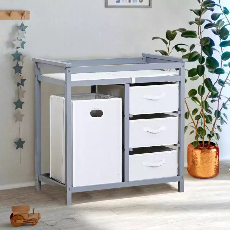 Table à langer bébé en bois avec 3 tiroirs