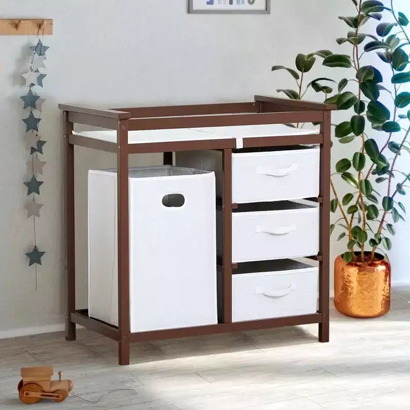Table à langer bébé en bois avec 3 tiroirs
