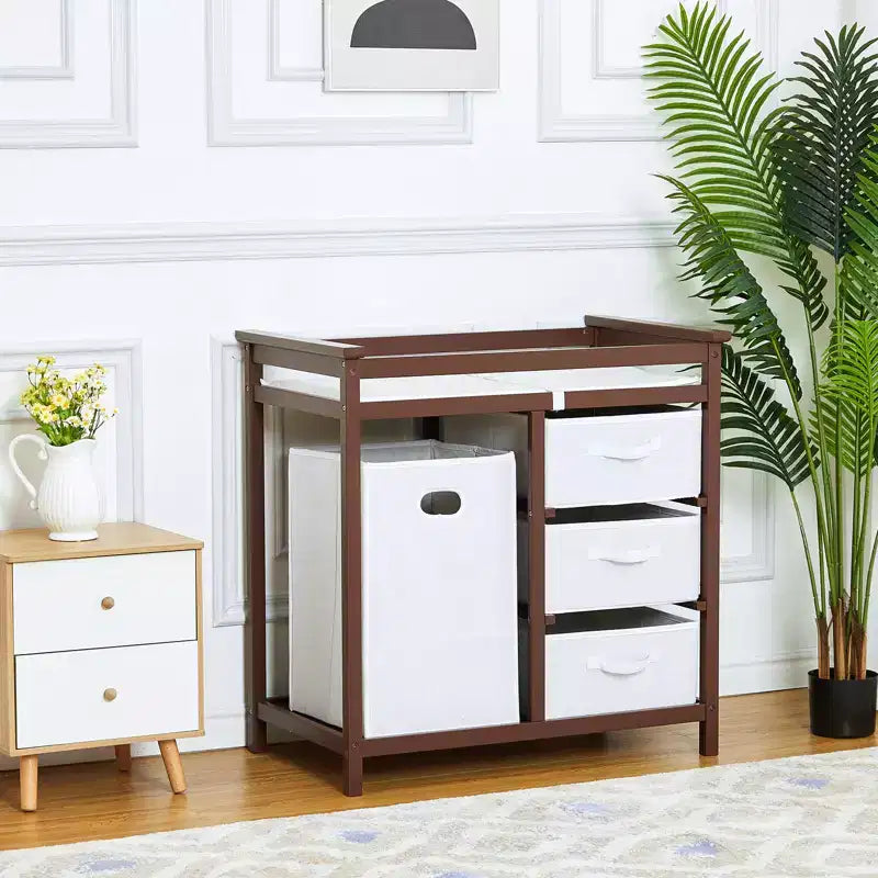 Table à langer bébé en bois avec 3 tiroirs