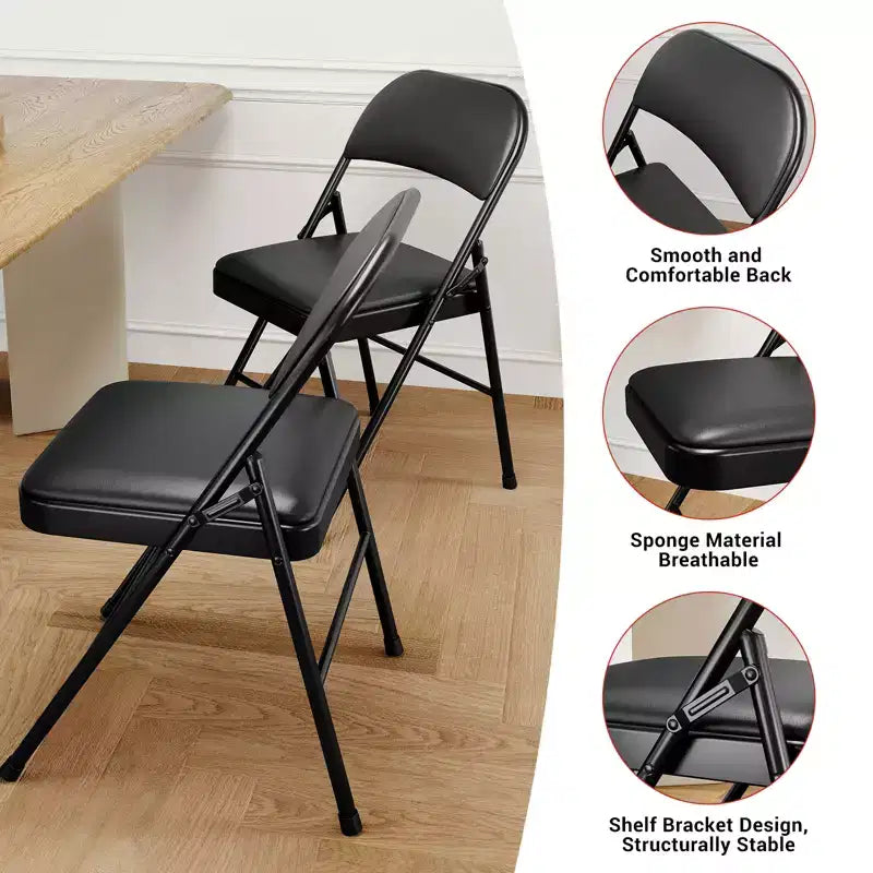 Chaises pliantes avec coussins rembourrés supportant jusqu'à 158 kg pour salle à manger, bureau à domicile, événements intérieurs et extérieurs