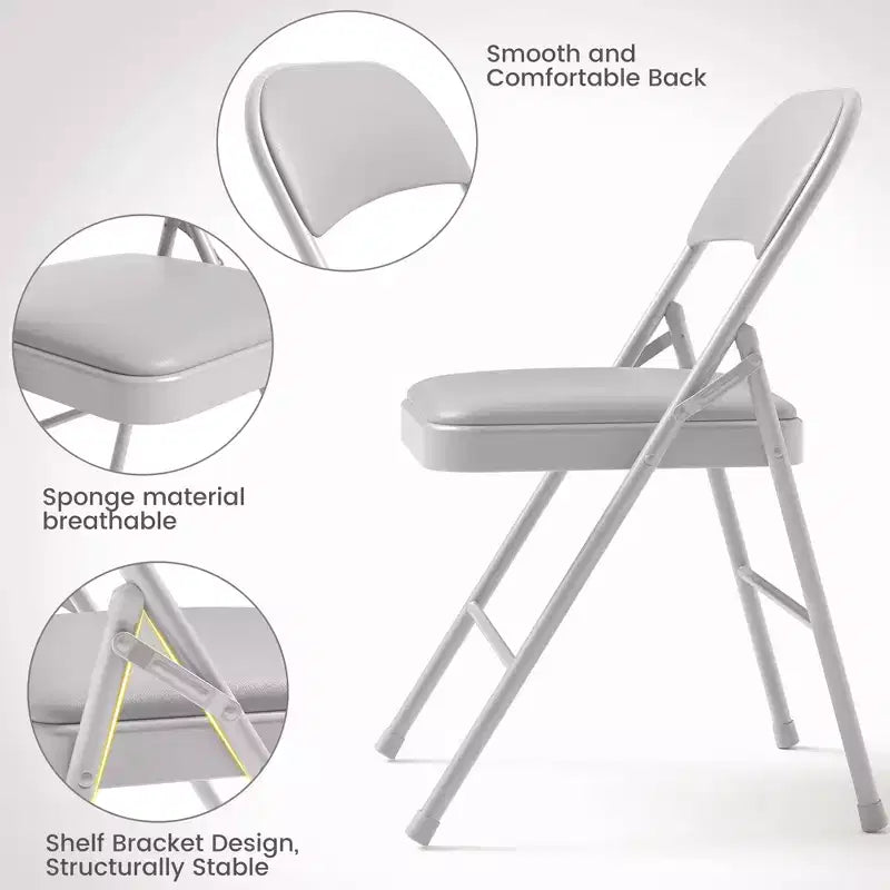 Chaises pliantes avec coussins rembourrés supportant jusqu'à 158 kg pour salle à manger, bureau à domicile, événements intérieurs et extérieurs