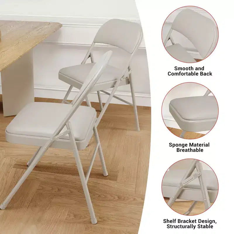 Chaises pliantes avec coussins rembourrés supportant jusqu'à 158 kg pour salle à manger, bureau à domicile, événements intérieurs et extérieurs