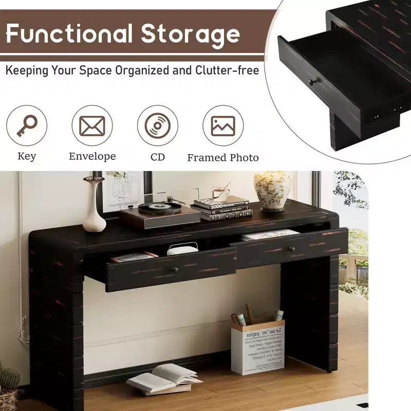 Console de style campagnard de 55 pouces avec coins arrondis sécurisés