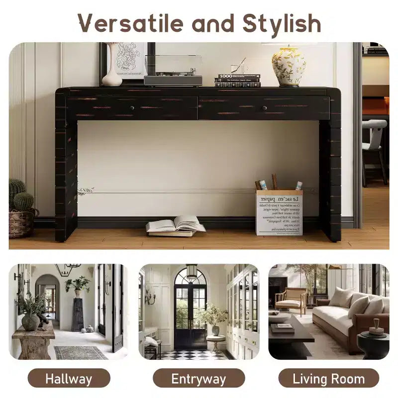 Console de style campagnard de 55 pouces avec coins arrondis sécurisés