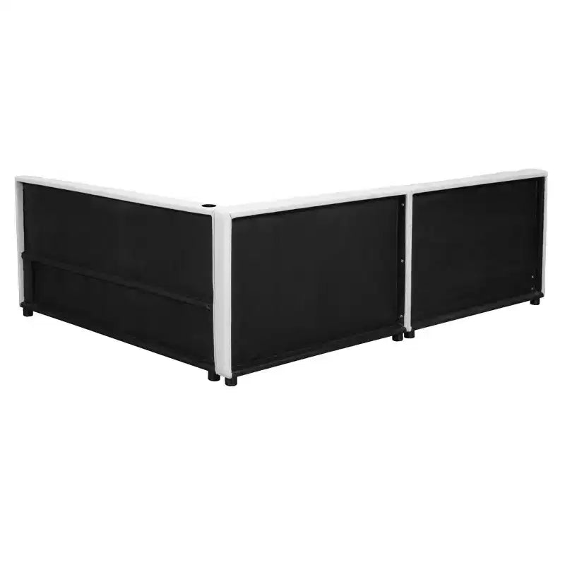 Lit de repos d'angle en forme de L, canapé-lit rembourré avec ports USB, cadre de lit plateforme capitonné en lin avec tête de lit