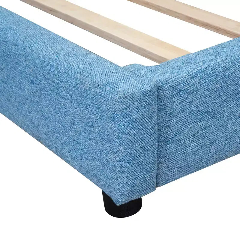 Lit de repos d'angle en forme de L, canapé-lit rembourré avec ports USB, cadre de lit plateforme capitonné en lin avec tête de lit