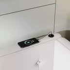 Lit de repos d'angle en forme de L, canapé-lit rembourré avec ports USB, cadre de lit plateforme capitonné en lin avec tête de lit
