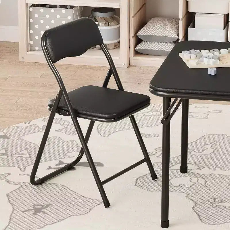 Table et Chaise Pliantes pour Enfants, Une Table et Deux Chaises, avec Coussins en PU, Facile à Placer, Convient aux Enfants pour Manger, Lire et Jouer