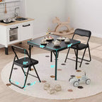 Table et Chaise Pliantes pour Enfants, Une Table et Deux Chaises, avec Coussins en PU, Facile à Placer, Convient aux Enfants pour Manger, Lire et Jouer
