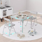 Table et Chaise Pliantes pour Enfants, Une Table et Deux Chaises, avec Coussins en PU, Facile à Placer, Convient aux Enfants pour Manger, Lire et Jouer