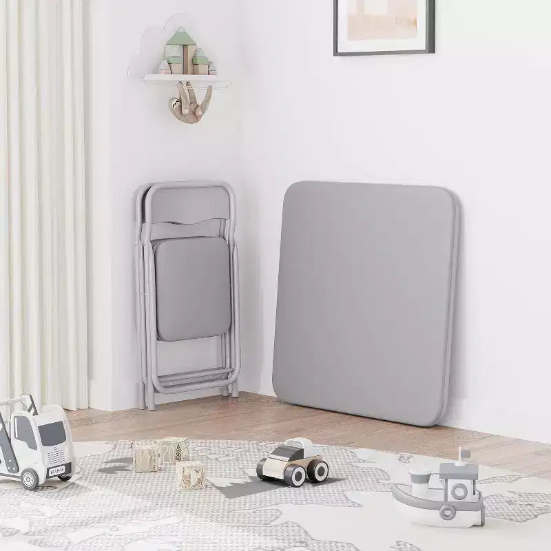 Table et Chaise Pliantes pour Enfants, Une Table et Deux Chaises, avec Coussins en PU, Facile à Placer, Convient aux Enfants pour Manger, Lire et Jouer
