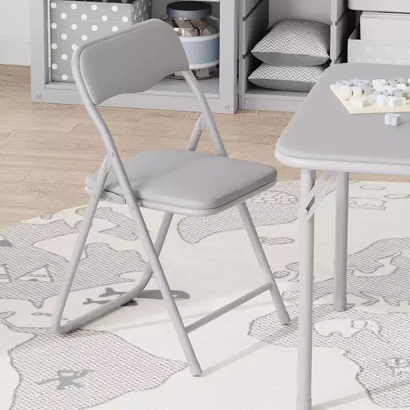Table et Chaise Pliantes pour Enfants, Une Table et Deux Chaises, avec Coussins en PU, Facile à Placer, Convient aux Enfants pour Manger, Lire et Jouer