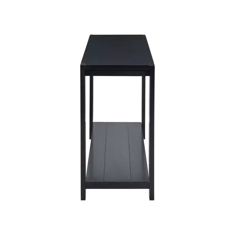 Table console longue minimaliste avec grande étagère inférieure, table d'entrée avec 4 pieds larges, table d'appoint pour salon, couloir, noir